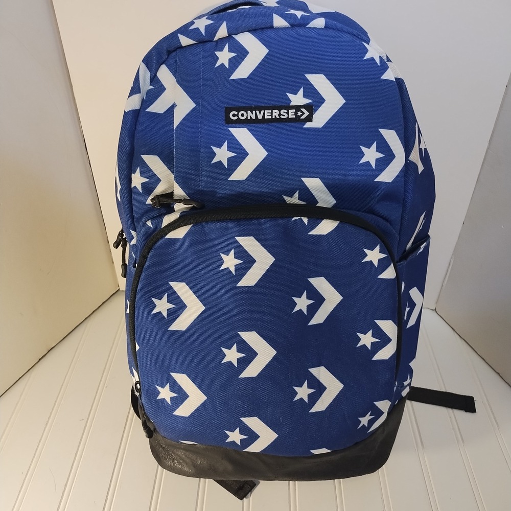 Converse Star Chevron Backpack Blue White Star Print School Bag Unisex Daypack